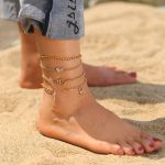 Gold Plated Gold Toned Layered Anklet Cum Bracelet - VAIRAVI