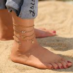 Gold Plated Gold Toned Layered Anklet Cum Bracelet - VAIRAVI