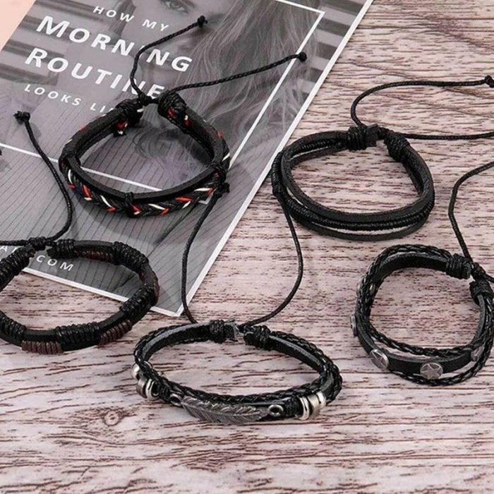 Multi Strand Bracelet for Men (Black) - VAIRAVI