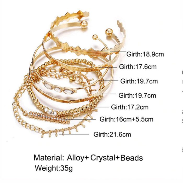 Set of 7 Gold Plated Boho Bracelets For Women and Girls - VAIRAVI