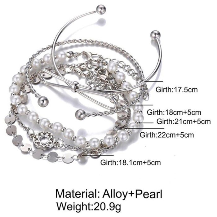 Set of 5 Silver Plated Boho Bracelets - VAIRAVI