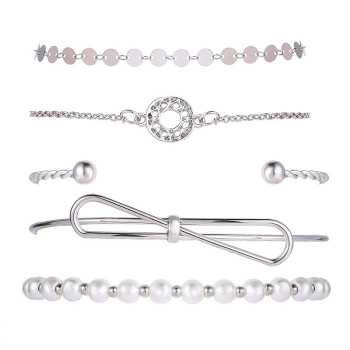 Set of 5 Silver Plated Boho Bracelets - VAIRAVI