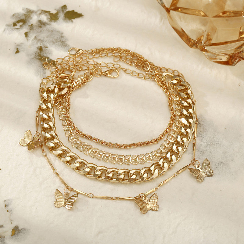 Mesmerizing Butterfly Multi Strand Gold Plated Bracelet For Women and Girls - VAIRAVI Mesmerizing Butterfly Multi Strand Gold Plated Bracelet For Women and Girls - VAIRAVI
