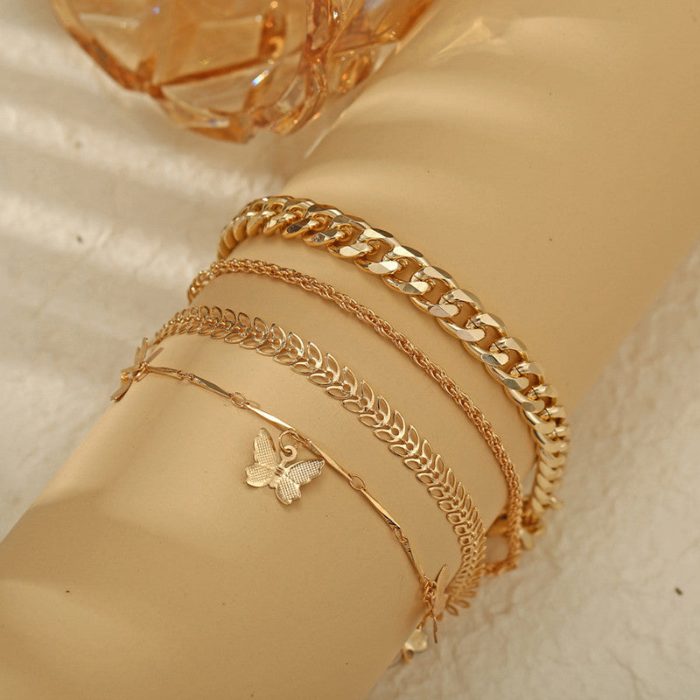 Mesmerizing Butterfly Multi Strand Gold Plated Bracelet For Women and Girls - VAIRAVI