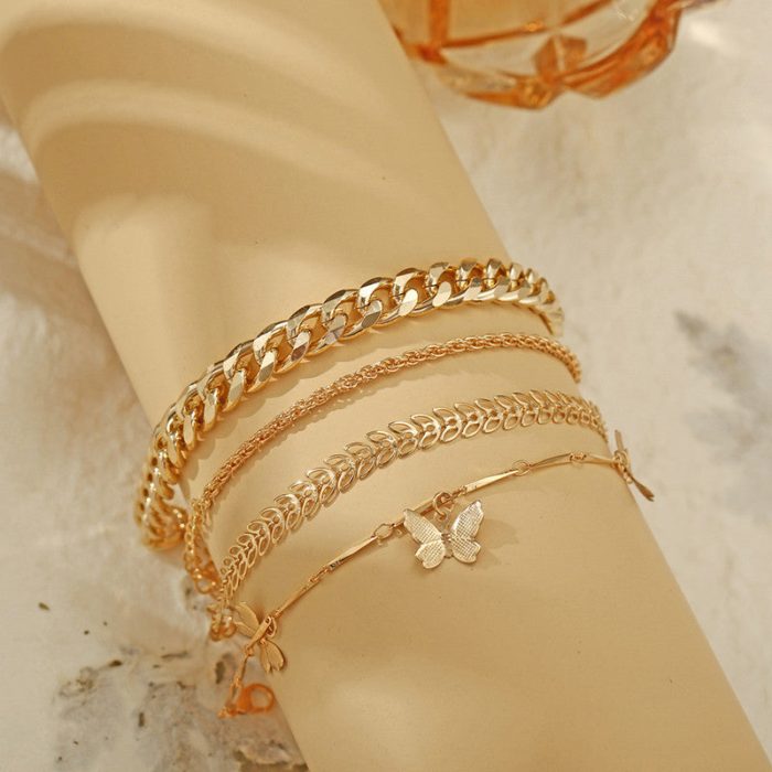 Mesmerizing Butterfly Multi Strand Gold Plated Bracelet For Women and Girls - VAIRAVI