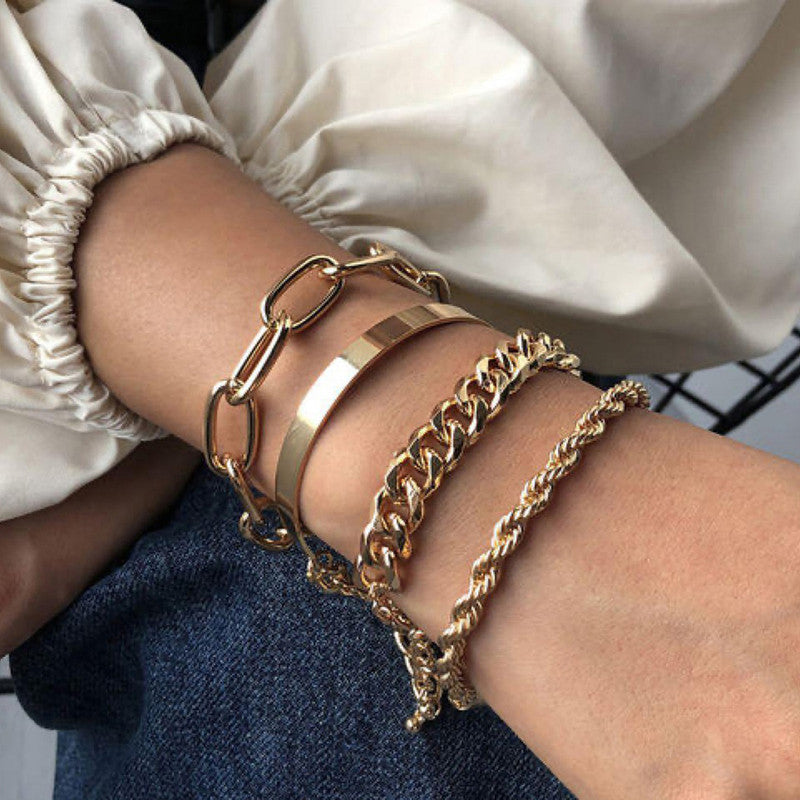 Stunning Gold Plated Multi Strand Bracelet Jewellery For Women - VAIRAVI Stunning Gold Plated Multi Strand Bracelet Jewellery For Women - VAIRAVI