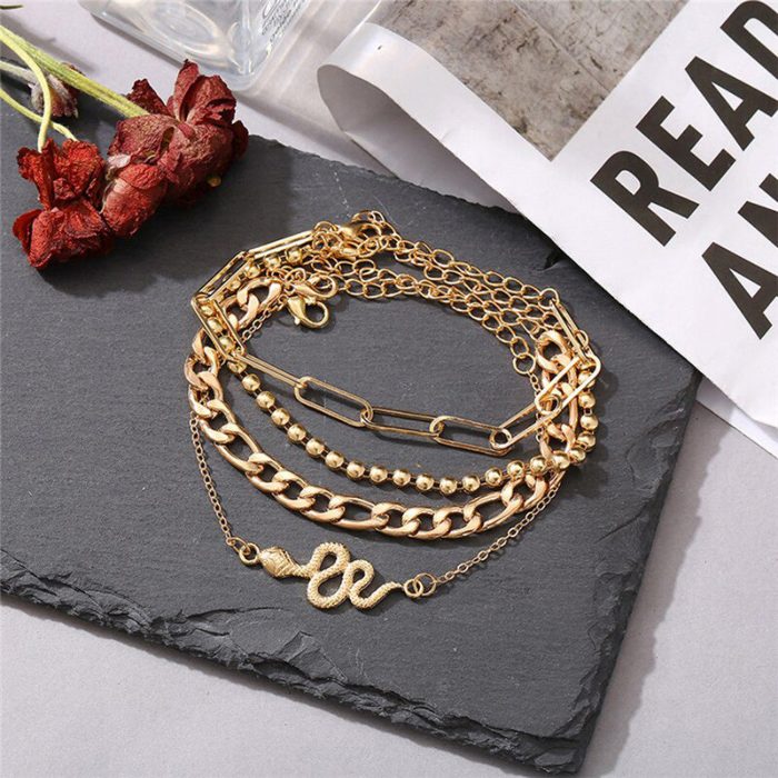 Marvellous Gold Plated Multi Strand Bracelet For Women - VAIRAVI