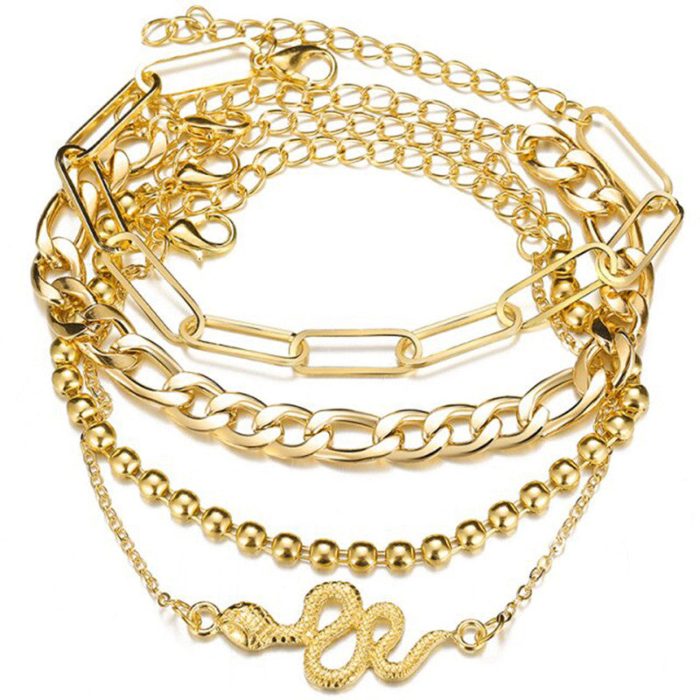 Marvellous Gold Plated Multi Strand Bracelet For Women - VAIRAVI