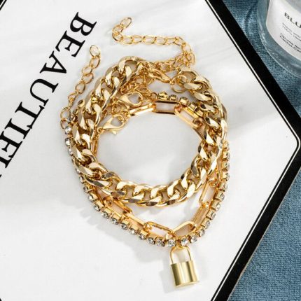 Sparkling Gold Plated Multi Strand Bracelet For Women - VAIRAVI