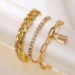 Sparkling Gold Plated Multi Strand Bracelet For Women - VAIRAVI