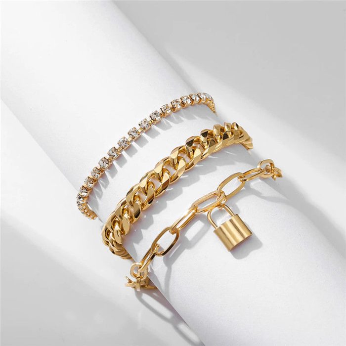 Sparkling Gold Plated Multi Strand Bracelet For Women - VAIRAVI