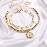Gold Plated Alphabetical A Bracelet Set of 2 For Women - VAIRAVI