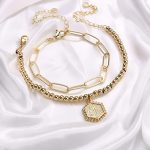 Gold Plated Alphabetical A Bracelet Set of 2 For Women - VAIRAVI