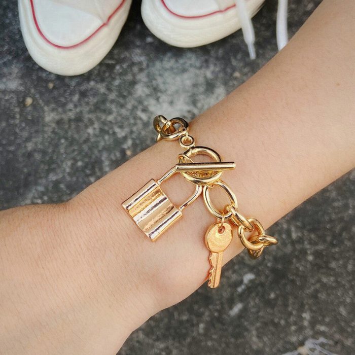 Gold-Toned Gold Plated With A Lock and Key - VAIRAVI