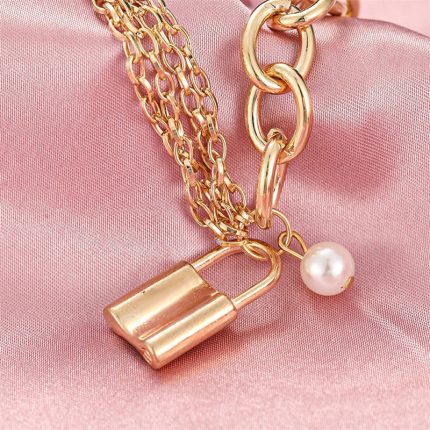 Gold-Toned Gold Plated Bracelet With A Lock - VAIRAVI