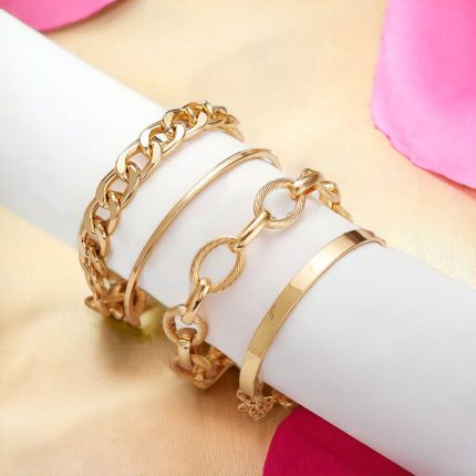 Gold-Toned Gold Plated Bracelets (Set of 4) - VAIRAVI