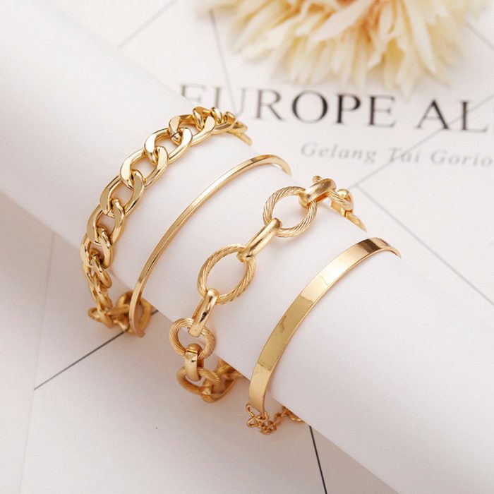 Gold-Toned Gold Plated Bracelets (Set of 4) - VAIRAVI
