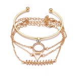 Gold Toned Gold Plated Contemporary Stackable Bracelet (Pack of 4) - VAIRAVI