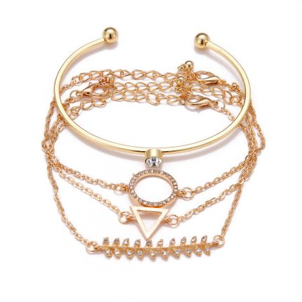 Gold Toned Gold Plated Contemporary Stackable Bracelet (Pack of 4) - VAIRAVI