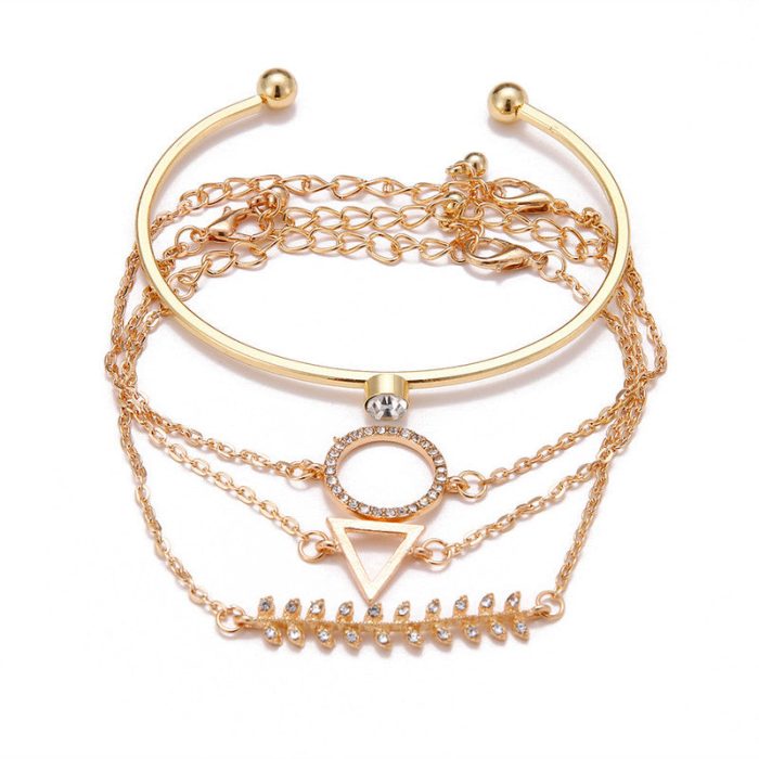 Gold Toned Gold Plated Contemporary Stackable Bracelet (Pack of 4) - VAIRAVI