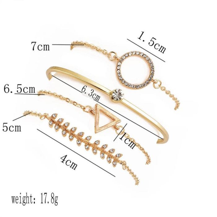 Gold Toned Gold Plated Contemporary Stackable Bracelet (Pack of 4) - VAIRAVI