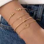 Gold-Toned Gold Plated Contemporary Stackable Bracelet (Pack of 4) - VAIRAVI