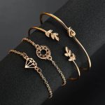 Gold-Toned Gold Plated Contemporary Stackable Bracelet (Pack of 4) - VAIRAVI