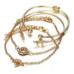 Gold-Toned Gold Plated Contemporary Stackable Bracelet (Pack of 4) - VAIRAVI
