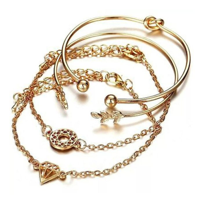 Gold-Toned Gold Plated Contemporary Stackable Bracelet (Pack of 4) - VAIRAVI