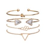 Gold Plated Toned Contemporary Stackable Korean Bracelet (Pack of 4) - VAIRAVI