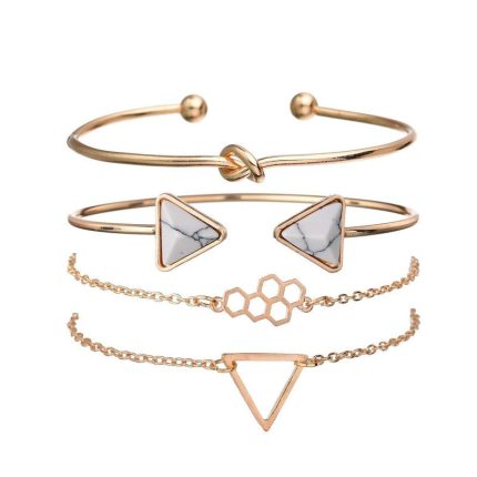 Gold Plated Toned Contemporary Stackable Korean Bracelet (Pack of 4) - VAIRAVI