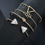 Gold Plated Toned Contemporary Stackable Korean Bracelet (Pack of 4) - VAIRAVI
