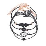 Black Silver Toned Contemporary Bracelet (Pack of 4) - VAIRAVI