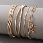 Gold-Toned and Gold Plated Contemporary Stackable Bracelet (Pack of 4) - VAIRAVI