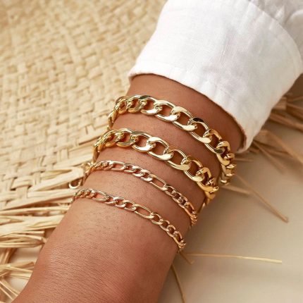 Gold Toned and Gold-Plated Trendy Stackable Bracelet (Pack of 4) - VAIRAVI