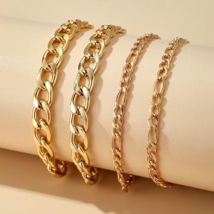 Gold Toned and Gold-Plated Trendy Stackable Bracelet (Pack of 4) - VAIRAVI