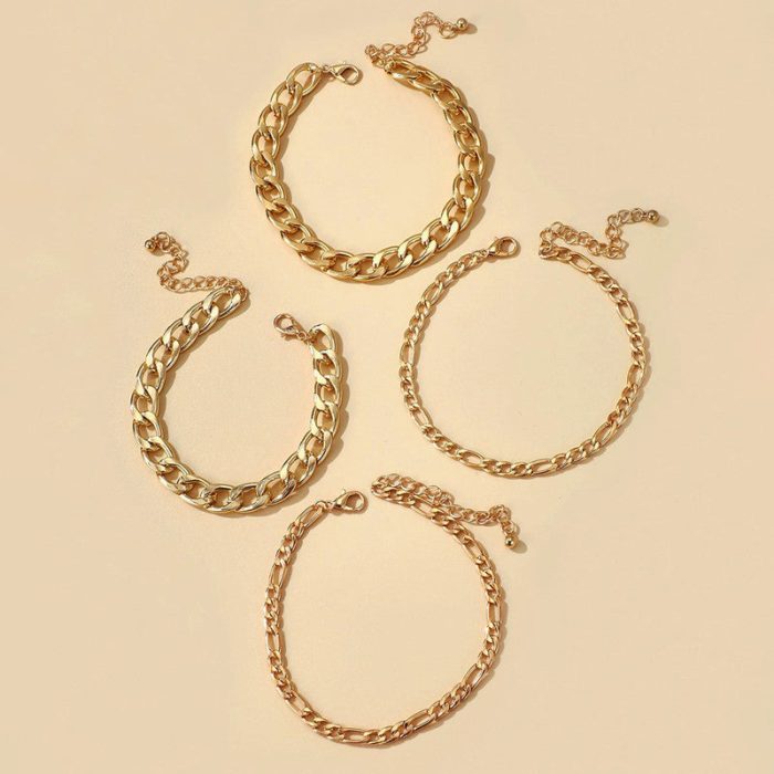 Gold Toned and Gold-Plated Trendy Stackable Bracelet (Pack of 4) - VAIRAVI