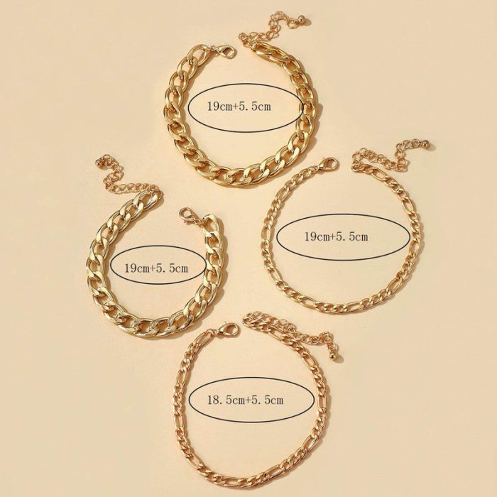 Gold Toned and Gold-Plated Trendy Stackable Bracelet (Pack of 4) - VAIRAVI