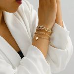 Gold Plated Stone Studded Lock inspired Multi-strand Bracelet For Women and Girls - VAIRAVI