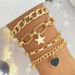 Gold Plated Heart-Star Contemporary Bracelet (Pack of 4) - VAIRAVI