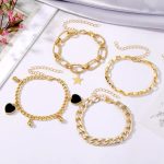 Gold Plated Heart-Star Contemporary Bracelet (Pack of 4) - VAIRAVI