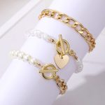 Gold Plated Set of 3 Heart inspired Contemporary Bracelet Set For Women and Girls - VAIRAVI