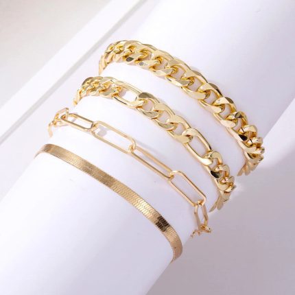 Gold Plated Toned Contemporary Bracelet (Pack of 4) - VAIRAVI