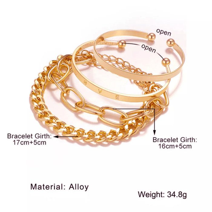 Gold-Toned Gold-Plated Love Contemporary Bracelet (Pack of 4) - VAIRAVI