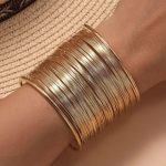 Gold Plated Party Statement Mesh Design Silver Free Size Korean Cuff Bracelet For Women and Girls - VAIRAVI