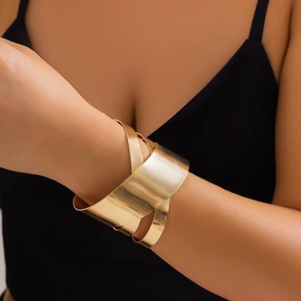 Gold-Plated Bangle-Style Cuff Bracelet For Women And Girls - VAIRAVI
