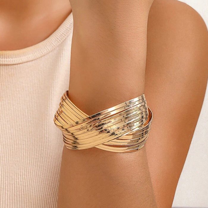 Gold-Plated Bangle-Style Cuff Bracelet For Women And Girls - VAIRAVI