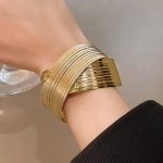 Gold-Plated Bangle-Style Cuff Bracelet For Women And Girls - VAIRAVI