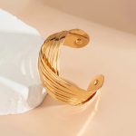 Gold-Plated Bangle-Style Cuff Bracelet For Women And Girls - VAIRAVI