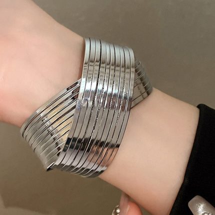 Silver-Plated Bangle-Style Cuff Bracelet For Women And Girls - VAIRAVI